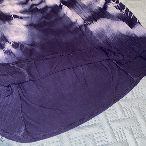 Ava James bell sleeve hi lo tunic Lace up neckline Tie dyed navy and white large - Picture 12 of 15